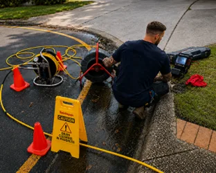 Plumber inspecting a blocked drain in Green Valley