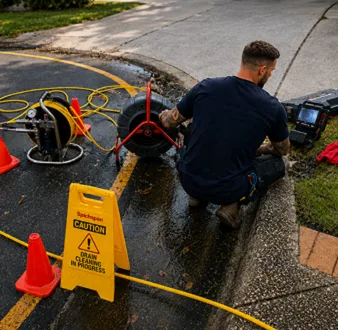 Repairing a burst drain pipe at a Green Valley home